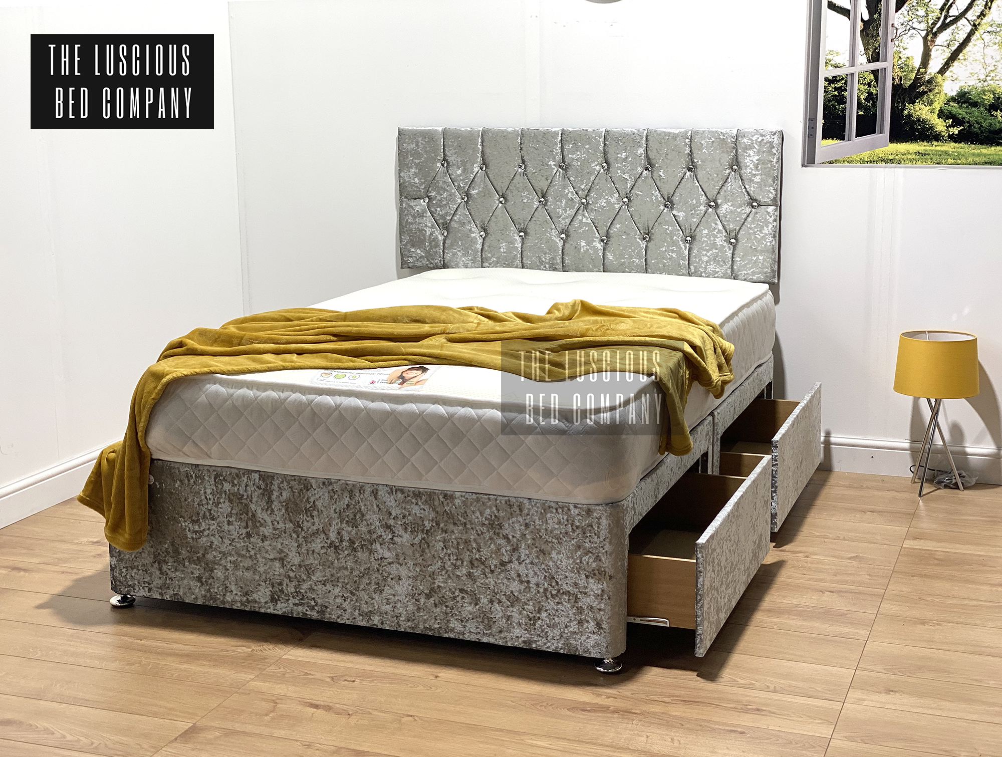 Silver divan hot sale bed with drawers