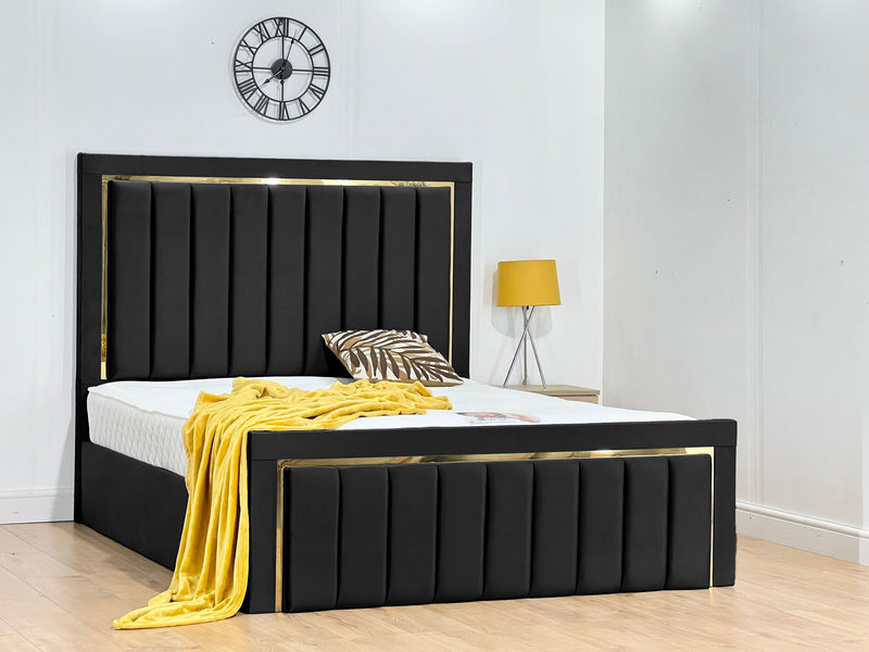 Florence Midnight Edition Panel Bed With Gold Strip