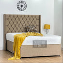 Leanna Wingback Divan Chesterfield Bed Set With 54" Floor standing Headboard