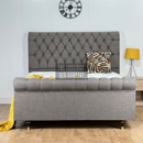 Slate grey linoso chesterfield sleigh bed frame
