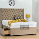 Leanna Wingback Divan Chesterfield Bed Set With 54" Floor standing Headboard