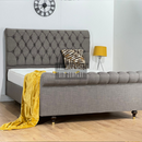 Slate grey linoso chesterfield sleigh bed frame