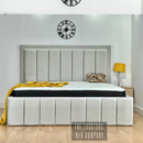 Silver plush velvet florence olivia panel border bed frame