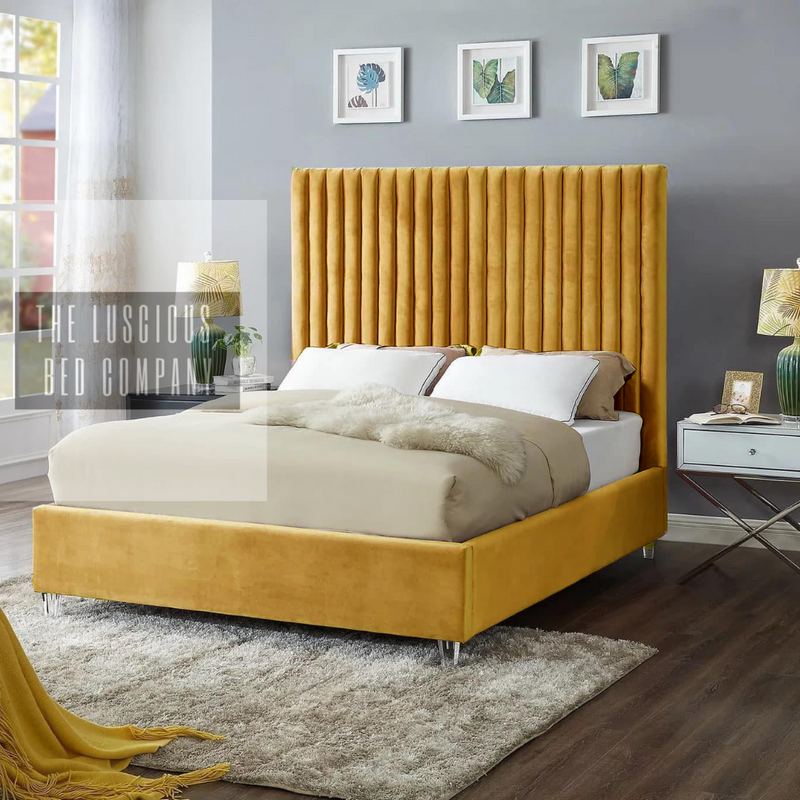 mustard plush bed frame