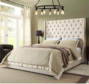 Cream Plush Wingback Bed Frame