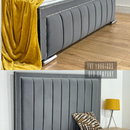 Steel plush wingback bed frame with beading panel design bed