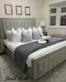 4ft6 border bed frame bumper in grey plush fabric