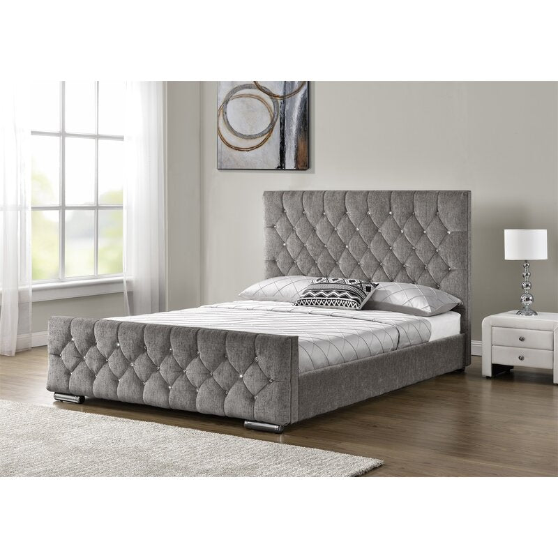 Chesterfield bed Frames in Grey Chenille