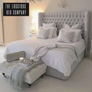 modern wingback silver plush bed frame