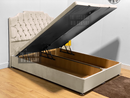 Cream plush velvet Divan Ottoman storage gas lift up bed frame base