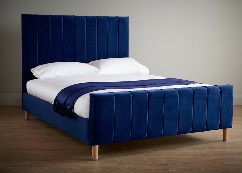 royal blue plush panel bed frame