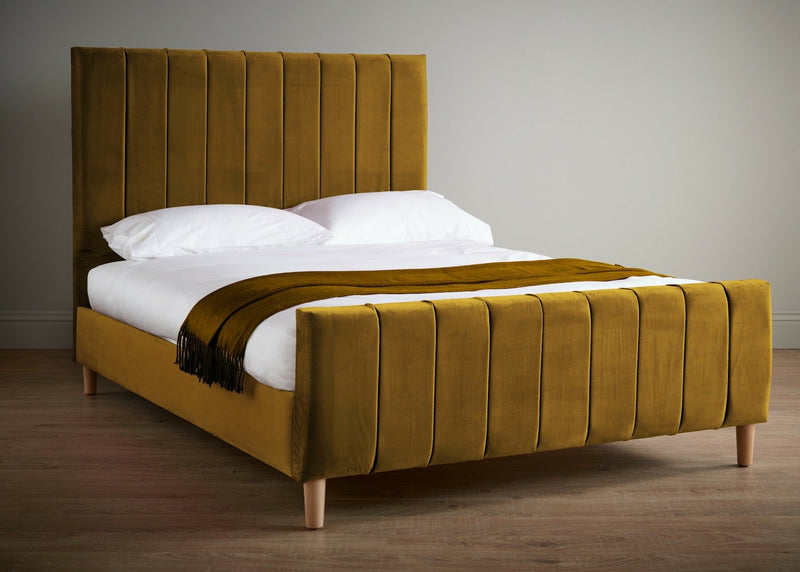 mustard panel bed frame