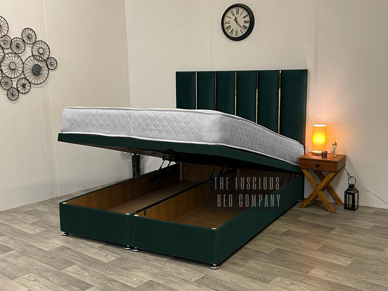 Midnight Green Ottoman storage gas lift bed base divan 