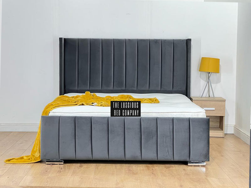 Freya Wingback Panel Bed Frame With Beading