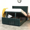 Green emerald milano wingback ottoman gas lift storage bed