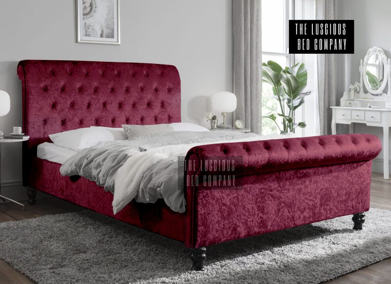 Material top sleigh bed