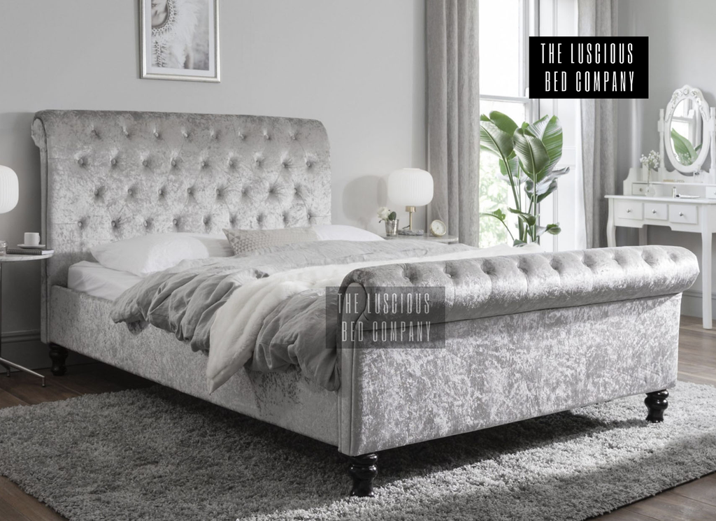 Crushed velvet bed double cheap deals