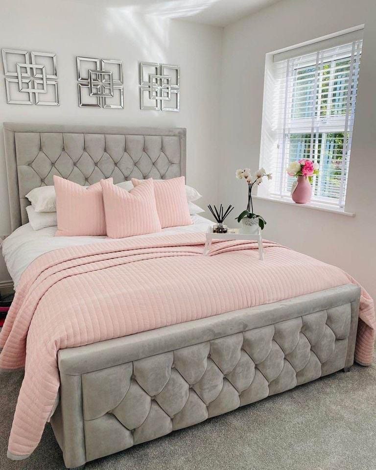 Florence Grey Plush Bed Frame